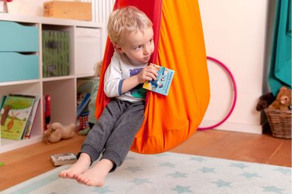 orange Hängehöhle mit Netzstoff für Kinder von 3 bis 9 Jahren