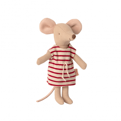 Maileg Big sister mouse red stripes in matchbox