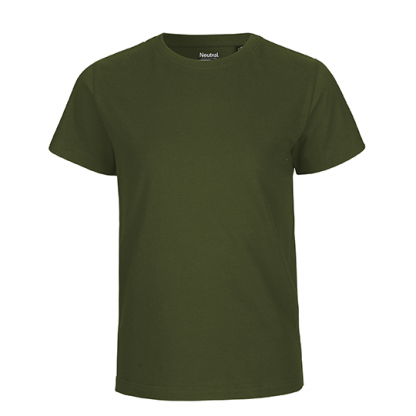 olivfarbenes Kinder T-Shirt aus Biobaumwolle