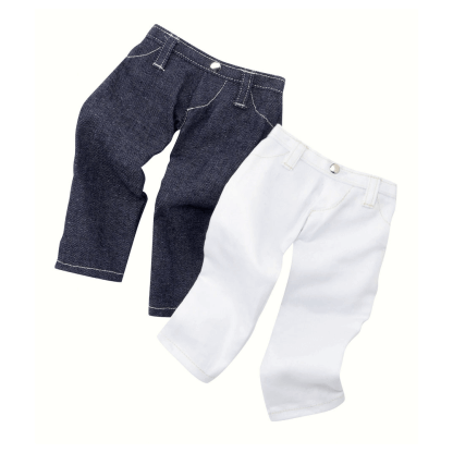 Götz Puppenkleidung Hosen Jeans Set blau und weiß