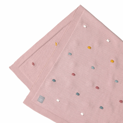 Lässig Babydecke Strick GOTS Dots dusky pink Biobaumwolle