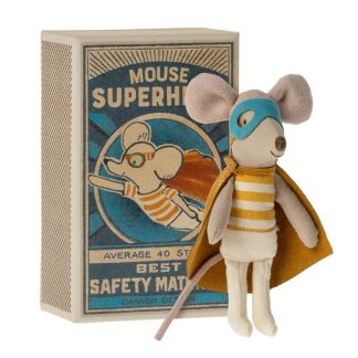 Maileg Little brother mouse Superhero in matchbox