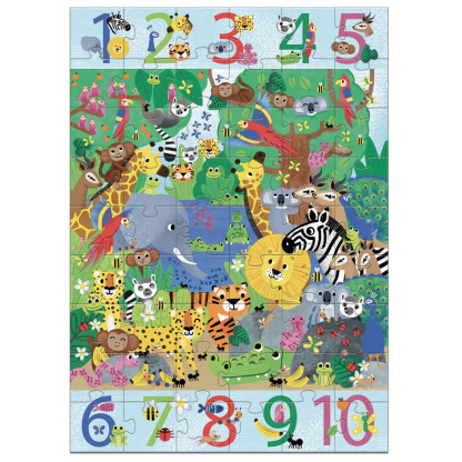 Riesenpuzzle 1 bis 10 Dschungel 54 Teile Djeco